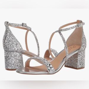 Badgley Mischka Silver rhinestone heels. Size 9